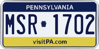 PA license plate MSR1702