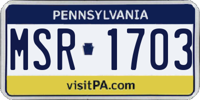 PA license plate MSR1703