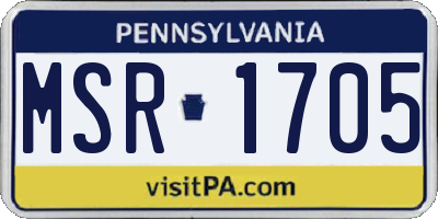 PA license plate MSR1705