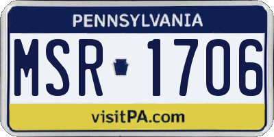 PA license plate MSR1706