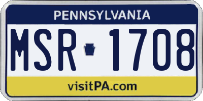 PA license plate MSR1708