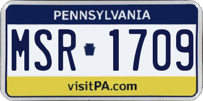 PA license plate MSR1709