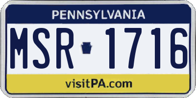 PA license plate MSR1716