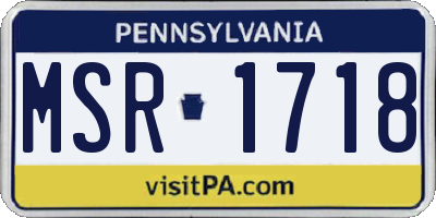 PA license plate MSR1718