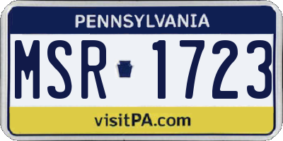PA license plate MSR1723