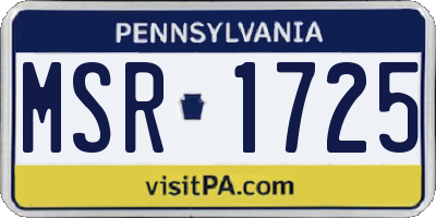 PA license plate MSR1725