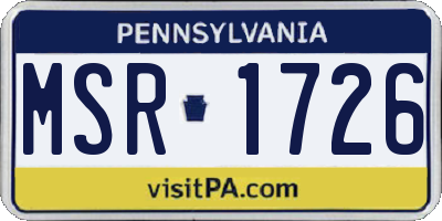 PA license plate MSR1726