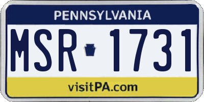 PA license plate MSR1731