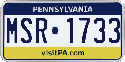 PA license plate MSR1733