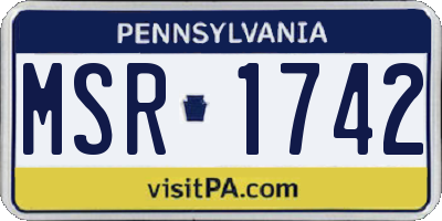 PA license plate MSR1742