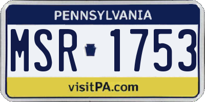 PA license plate MSR1753