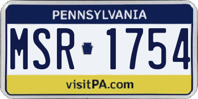 PA license plate MSR1754