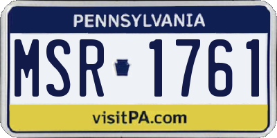 PA license plate MSR1761