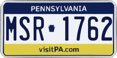 PA license plate MSR1762