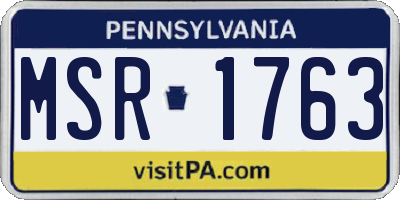 PA license plate MSR1763