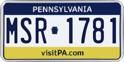 PA license plate MSR1781