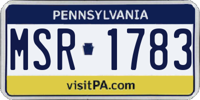 PA license plate MSR1783
