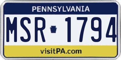 PA license plate MSR1794