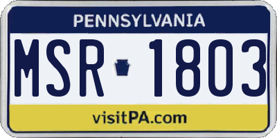 PA license plate MSR1803