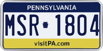 PA license plate MSR1804