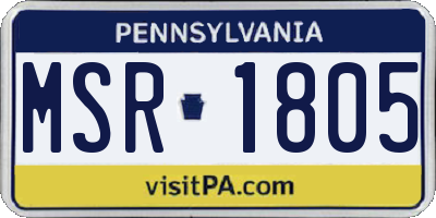 PA license plate MSR1805