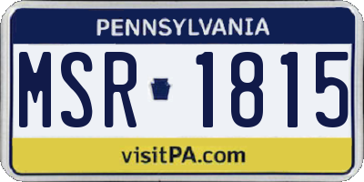 PA license plate MSR1815