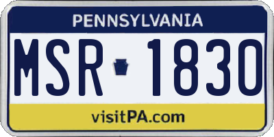 PA license plate MSR1830