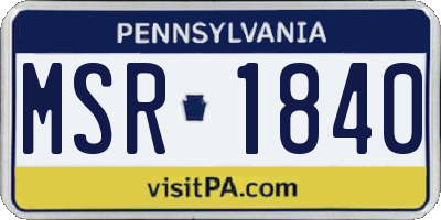 PA license plate MSR1840