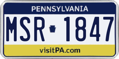 PA license plate MSR1847