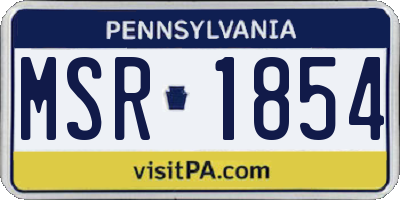 PA license plate MSR1854
