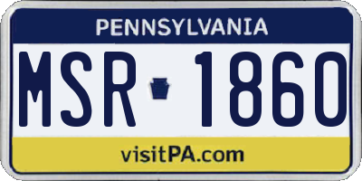 PA license plate MSR1860
