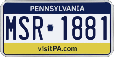 PA license plate MSR1881
