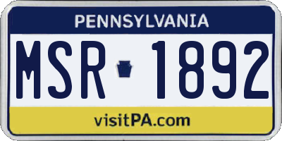 PA license plate MSR1892