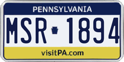 PA license plate MSR1894