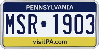PA license plate MSR1903