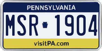 PA license plate MSR1904
