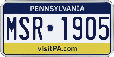 PA license plate MSR1905