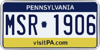 PA license plate MSR1906