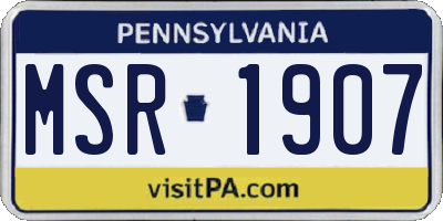 PA license plate MSR1907