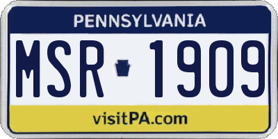 PA license plate MSR1909