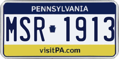 PA license plate MSR1913