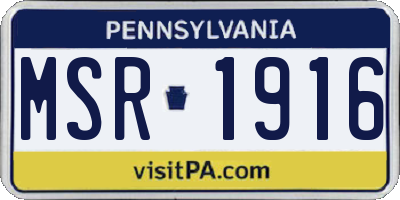 PA license plate MSR1916