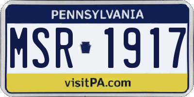 PA license plate MSR1917