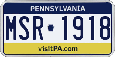 PA license plate MSR1918