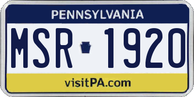 PA license plate MSR1920
