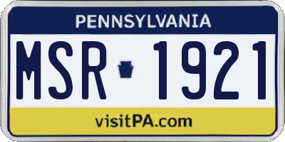 PA license plate MSR1921