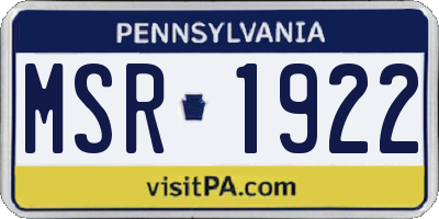 PA license plate MSR1922