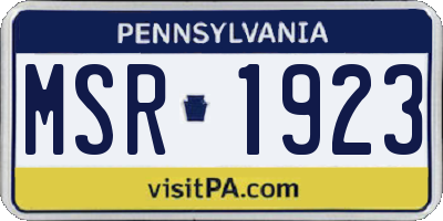 PA license plate MSR1923