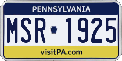 PA license plate MSR1925