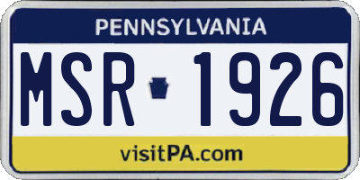 PA license plate MSR1926